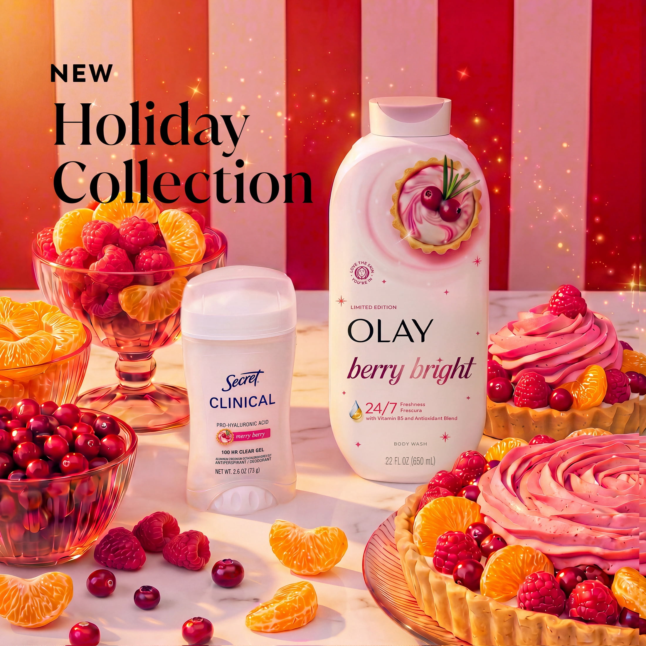 Olay Berry Bright Body Wash with Vitamin B3 and Antioxidant Blend, 24/7 Freshness, Limited Edition, 22 fl oz