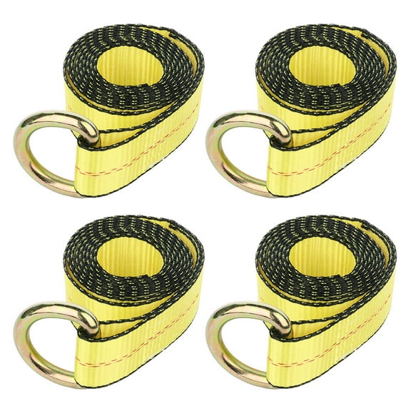 cciyu 4PCS 2in. x 8ft Yellow Lasso Tow Straps Wheel Lift Straps Webbing