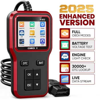 Saker OBD2 Car Scanner V302 with Battery Test, Auto Diagnostic Tool for Checking Engine Light, Fault Code Reader for All OBD-II Vehicles Since 1996
