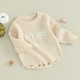thumbnail image 3 of Okbabeha Toddler Baby Girl Boy Halloween Sweater/Romper Knit Chunky Ghost Sweaters Oversized Onesie Cute Winter Clothes, 3 of 7