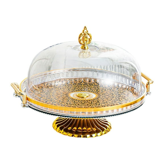 Fancyes Dessert -Snack -Perservierplattenkuchenstandstand with Dome Lid Round Shadproof Salad Bowl Foot Cake Plate for Muffins Cocktails A