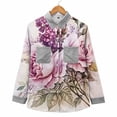 thumbnail image 4 of MEICHEN Button Up Shirts for Women Trendy Multicolor Floral Printed Casual Long Sleeve Shirt Vintage Turn Down Collar Blouse Blouses for Women, 4 of 9