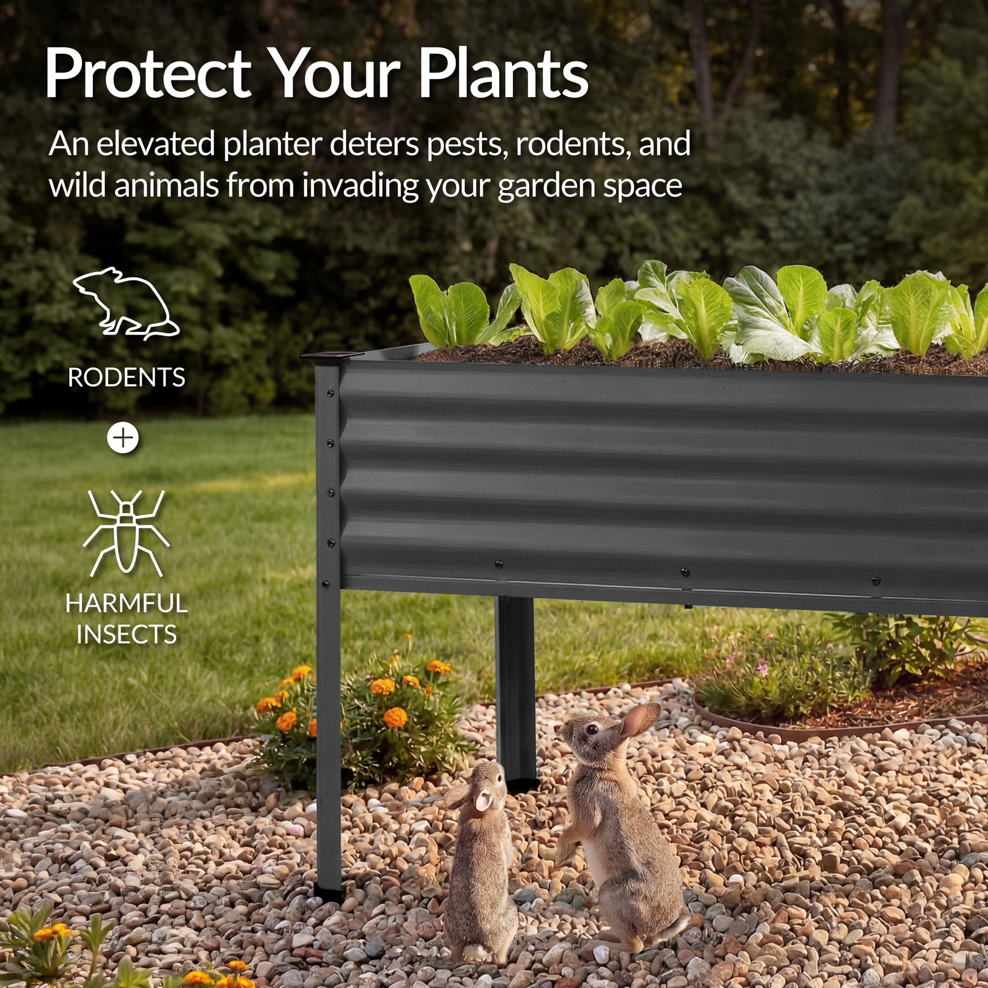 Best Choice Products 48x24x30in Elevated Galvanized Metal Garden Bed w/ Corner Protectors - Charcoal