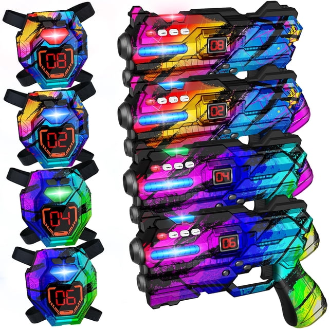 Set de pistolas láser IVOXEX con pantalla LED digital de puntuación y chalecos
