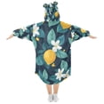thumbnail image 2 of FORMRS Wearable Blanket Hoodie with Sleeves for Kids Cozy Flannel Sweatshirt, Lemon Leaves, 2 of 7