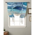 thumbnail image 2 of Blue Coastal Tie Up Curtains for Kitchen Bathroom Bedroom Windows 45 Inch Length, Spring Summer Ocean Beach Nautical Sea Wave Balloon Drape Curtains Shade Rod Pocket Drapery Curtain Panel, 42"x45", 2 of 7