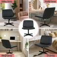thumbnail image 5 of Criss Cross Chair, Armless Vanity Chair Cross Legged Office Chair, Adjustable Wide Swivel Desk Chair for Home Office No Wheels, Black, 5 of 7