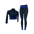 thumbnail image 4 of Yoga Outfit Seamless Full Zipper Long Sleeves Crop Tank Top Full Length Legging Workout Active Wear 2 piece set, 4 of 7