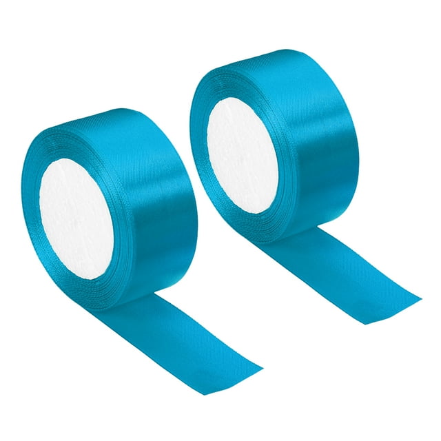 Unique Bargains 1.5 Inch Wide 24 Yards Satin Ribbon, 2 Pack Double Face Solid Crafts Roll for Party Home DIY Wrapping Decoration, Bright Blue