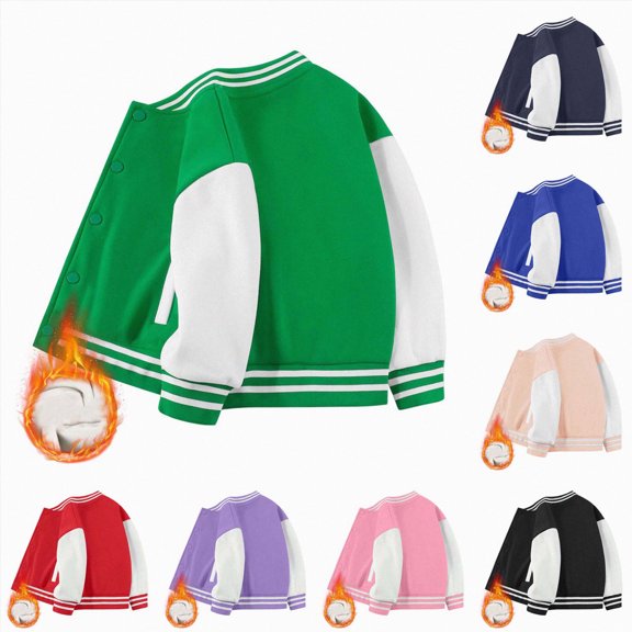 Splozh Toddler Boy Jacket 1-14 Years Kids Baseball Jackets Boys Girls Jacket Lightweight Plain Button Casual Coat,Red,18-24 Months