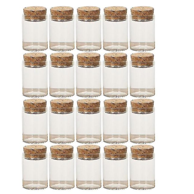 20 piezas de botellas de vidrio con corcho, frascos transparentes para almacenar té, minibotellas vacías, botellas de té para fiestas en casa (30 x 40 mm)