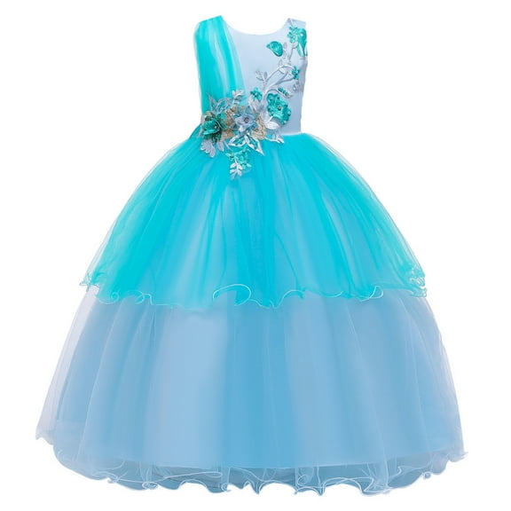 FRSASU Kids Dress ,Floral Girls Princess Bridesmaid Pageant Gown Birthday Party Wedding Dress