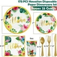 thumbnail image 3 of Tiblue Hawaiian Tropical Luau Party Decorations AFN1Supplies - 175 Birthday Disposable Dinnerware Set (25 Guest) With Paper Plates Cup Napkin Plastic Fork Knives Spoon for Summer Holiday - Gold, 3 of 3