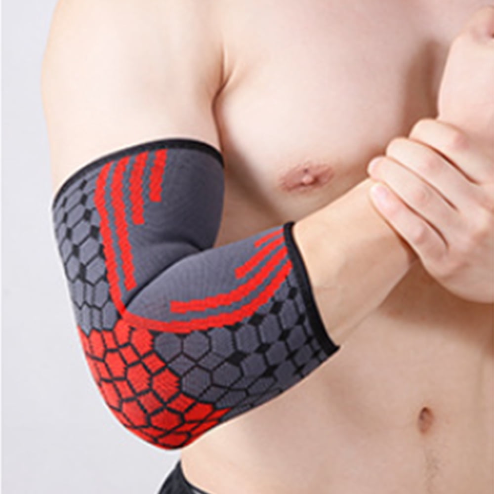 Elbow Brace Compression Sleeve Arm Support Sleeves Forearm for,Arthritis, Workout, Weight lifting-red-XL code