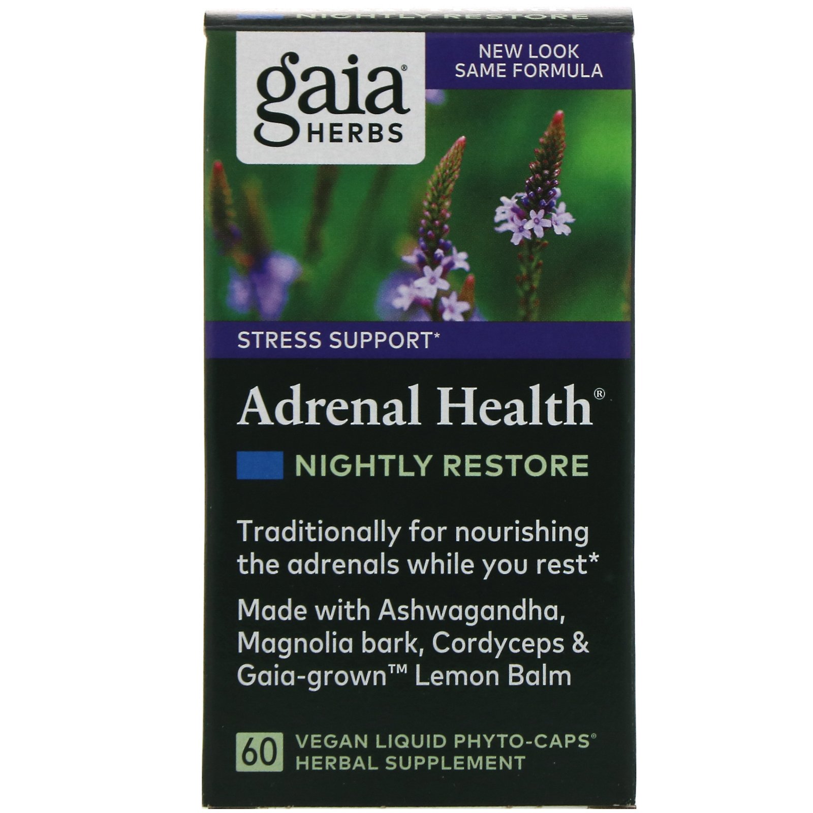 Gaia Herbs Adrenal Health, Nightly Restore, 60 Vegan Liquid PhytoCaps