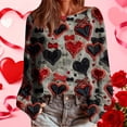 thumbnail image 2 of Womens Sweatshirts Valentine's Day Casual Printed Round-Neck Long Sleeve Fashion Pullover Top, 2 of 9