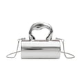 thumbnail image 2 of Rijanmt Women Handbag Metallic Texture Crossbody Tote Bag,Luxurious Clutch Purse For Ladies,Elegant Waterproof Shoulder Bag,Light Pu Purse With Sturdy Chains,For Women's Evening Parties,Silver, 2 of 6