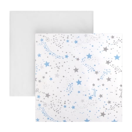 Condition photo showing Brand New for kids rule microfiber baby fitted crib sheets  set of 2  stardust blue/grey