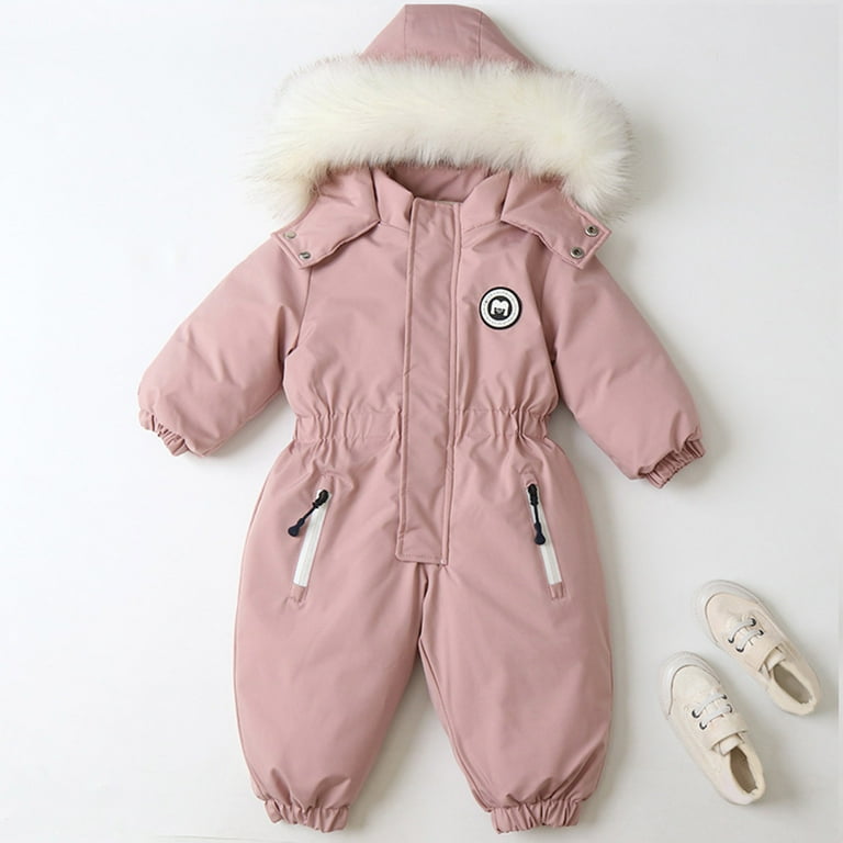 Kids Snow Pants Bib Kids Winter Snow Pants Girls Boys Girls Winter Thicken Hooded Coat Jacket Snowsuit Toddler Windproof Warm Jumpsuit Outwear Snow