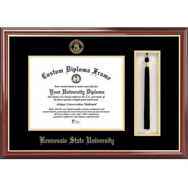 Kennesaw State University Diploma with Announcement Frame in Petite Mahogany with Gold Trim with Black & Gold Mats