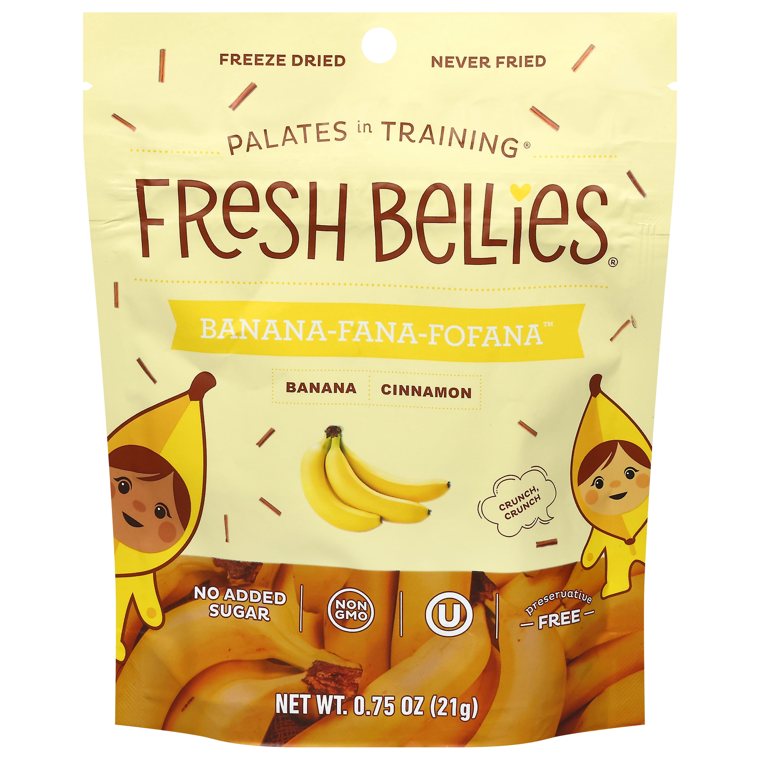 (2 pack) Fresh Bellies Banana-Fana-Fofana Freeze-Dried Toddler Snack, 0.75 oz, Resealable Pouch, 3 Ingredients, Vegan, Gluten-Free