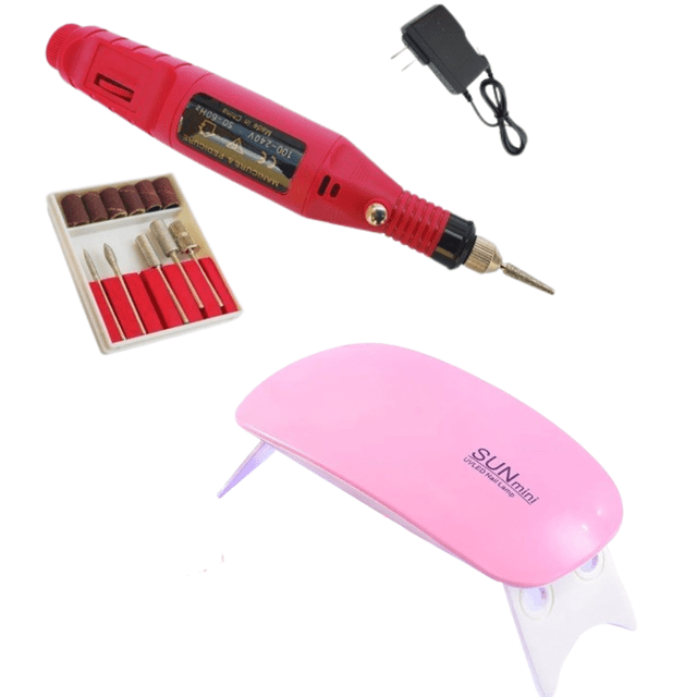 2 MINI LÁMPARA DE UÑAS PERSONAL Y PULIDOR ESTUDIANTIL