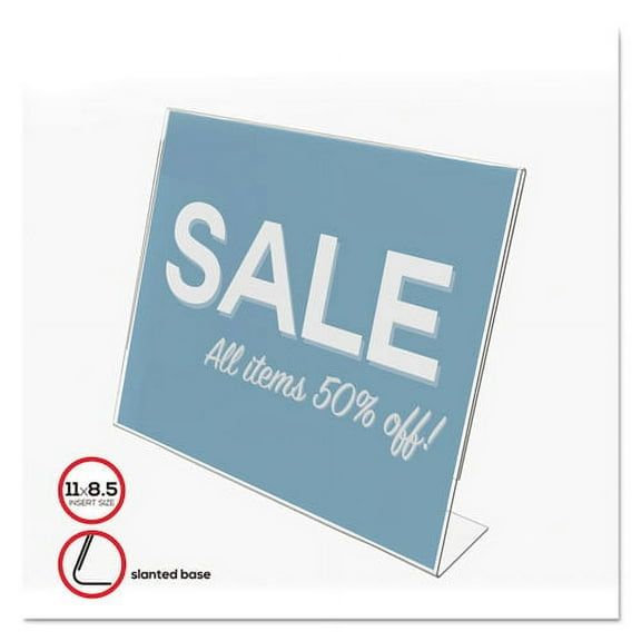 Classic Image Slanted Sign Holder, Landscaped, 11 X 8 1/2 Insert, Clear | Bundle of 2 Each