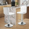 thumbnail image 2 of YSNW White Color Square Adjustable Height Swivel Bar Stool Lift Pub Chair, 2 of 18