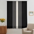 thumbnail image 3 of Black Beige Striped Sheer Curtains 45 Inches Long, Modern Farmhouse Retro Lines Light Filering Curtains, Breathable Simi Curtain Privacy Drapes for Kitchen Bathroom Lightweight Small Window Treatment, 3 of 9