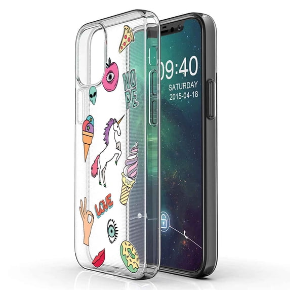 TalkingCase Slim Phone Case Compatible for Apple iPhone 12 Mini, Unicorn Stickers Print, Lightweight,Flexible,Soft, USA
