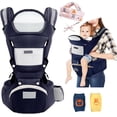 thumbnail image 1 of Cangurera para Bebé + Protector de Cabeza + 2 Pares Rodilleras – Mochila Portabebé Ergonómica con Asiento de Cadera, Compartimentos para Comodidad – Multincional, Transpirable, Soporta Hasta 30 kg, 1 of 5