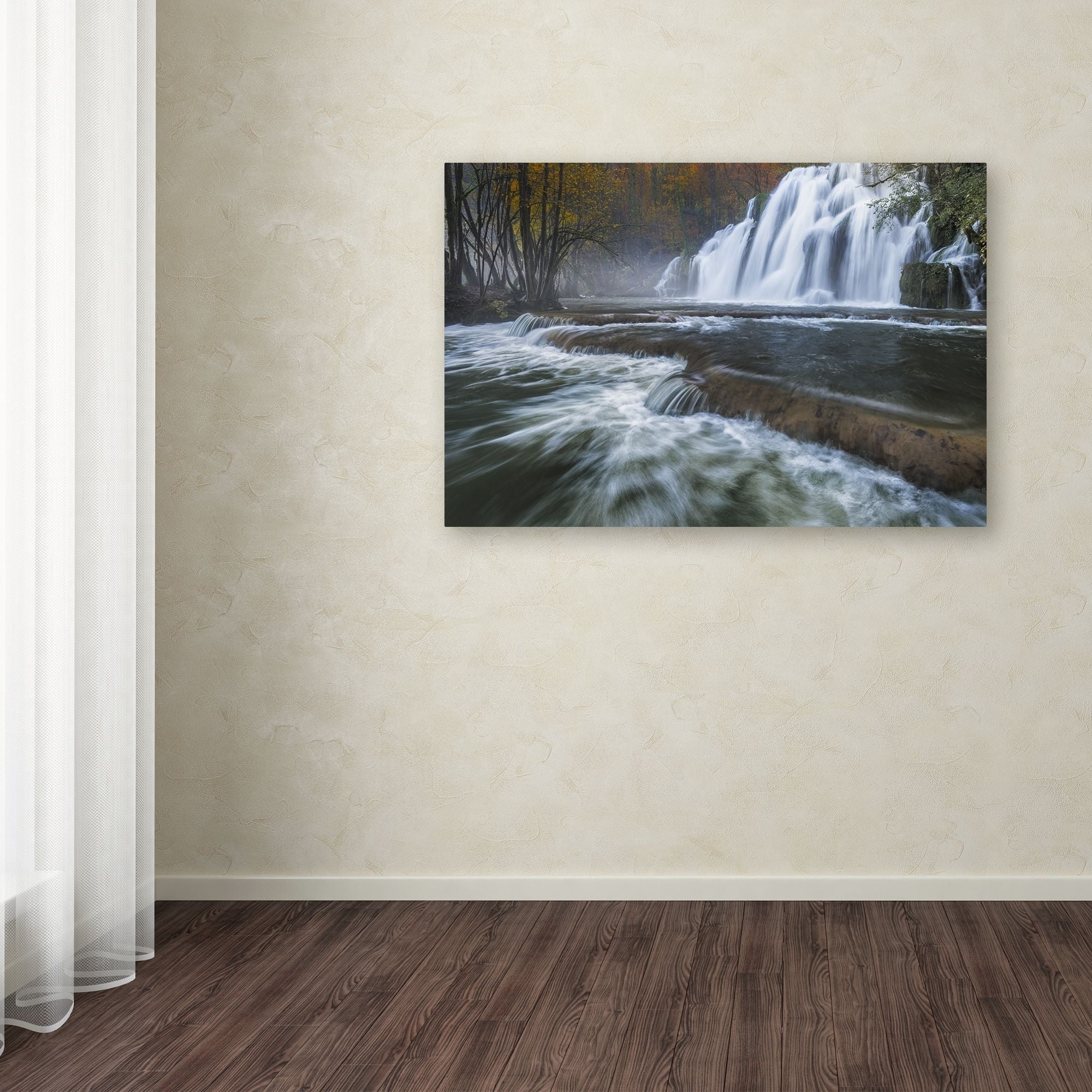 Trademark Fine Art "Waterfalls of Tufs in Jura" Canvas Art by Mathieu Rivrin