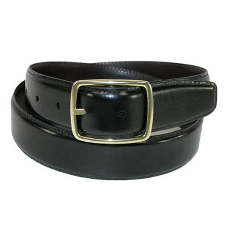 Aquarius Size 46 Mens Big & Tall Leather Gold Buckle Center Bar Reversible Belt, Black to Brown ...