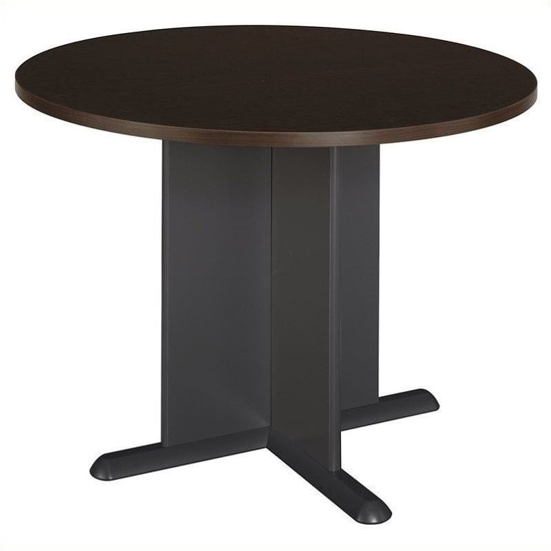 Bush Business Furniture Series C 42 INCH Round Conference Table Mocha Cherry/Graphite Gray 41W X 41D X 30H ERGONOMICHOME BUSH BUSINESS FURNITURE TAA Compliant 