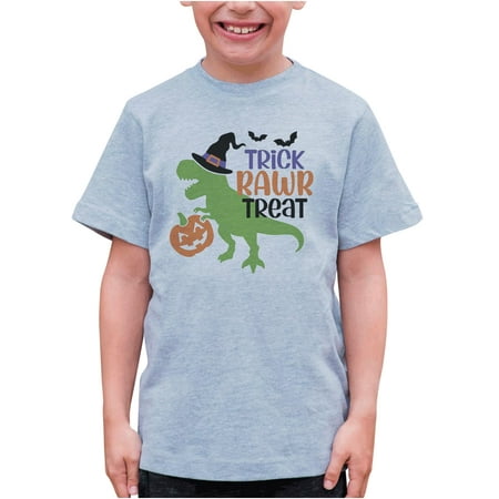 

7 ate 9 Apparel Kids Dinosaur Happy Halloween Shirts - Trick Rawr Treat Pumpkin Grey T-Shirt 2T