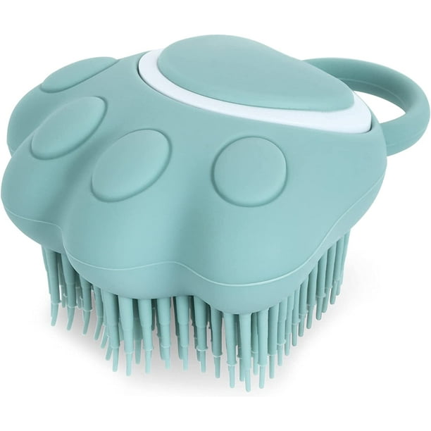 QPENWEI 1pcs Blue Brosse de bain pour chien et chat - Brosse de toilettage en caoutchouc de silicone - Brosse de massage en silicone - Brosse de nettoyage pour poils de fourrure - Distributeur de sham