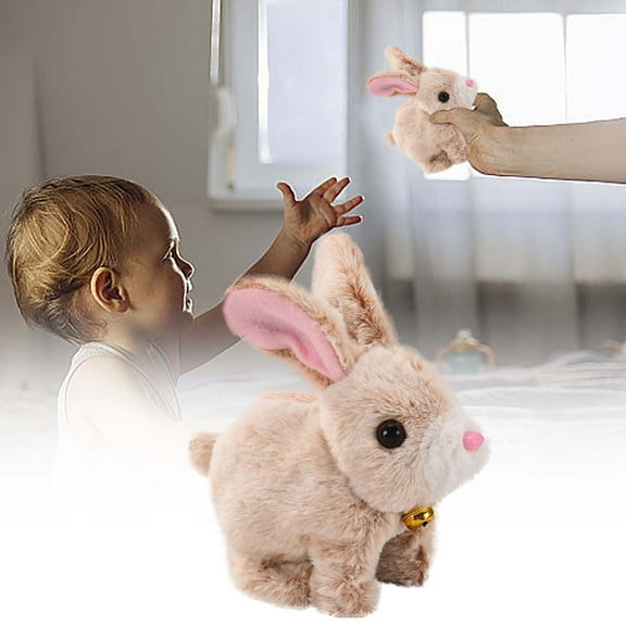 Musatteng Lifelike Interactive Bunny Plush Toy - Jumping Ears & Twitching Nose for Kids 3 , Holiday Gift with 2 Surprise Eggs & Nature Sounds