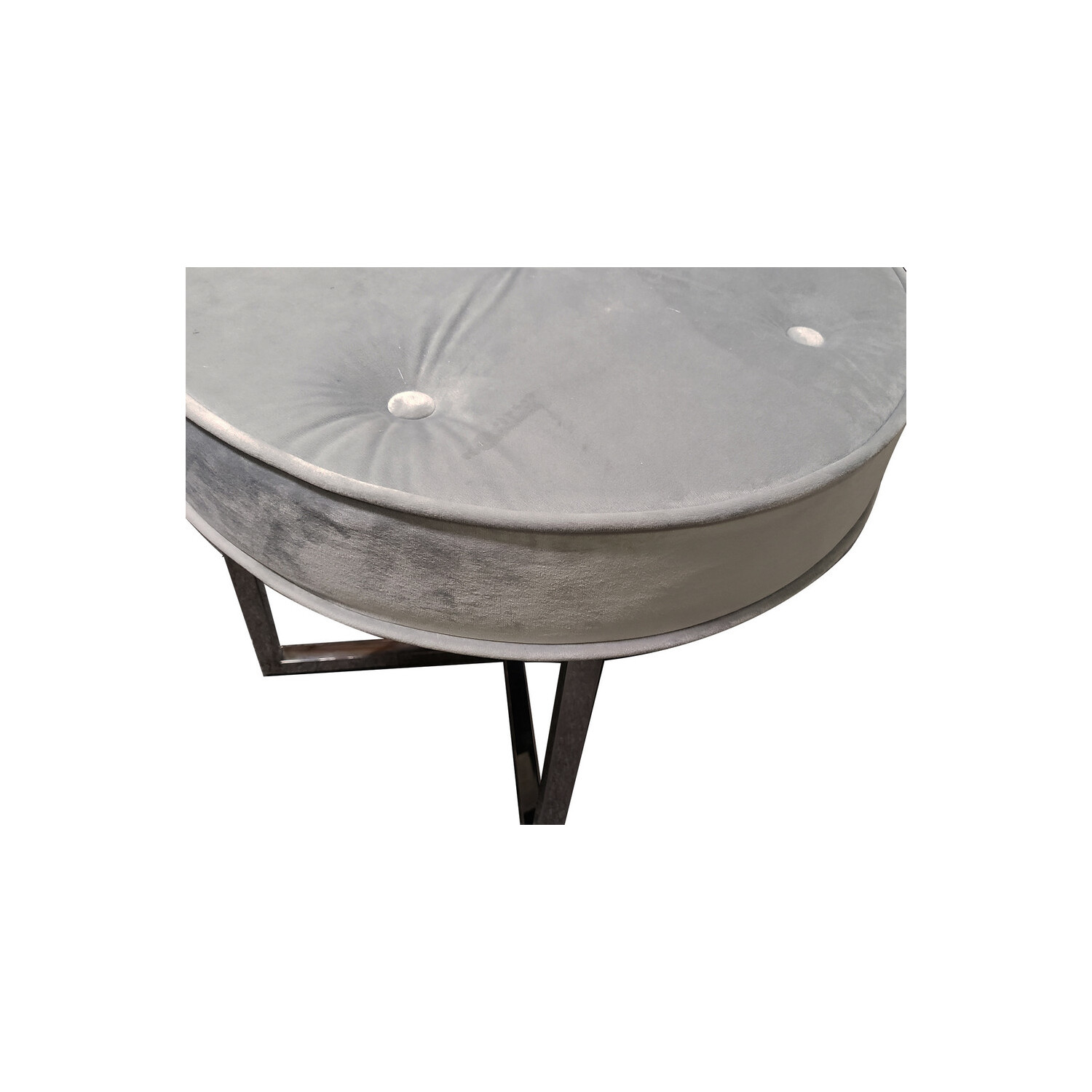 Best Master Furniture E29 Grey Velvet Fabric with Stainless Steel Round Stool - image 3 of 3