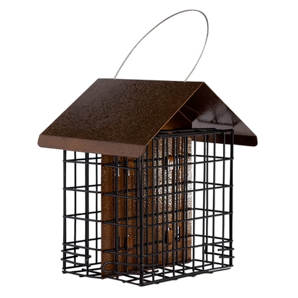 MEKKAPRO Suet Feeder with Hanging Metal Roof, Two Suet Capacity, Bird Feeder Hanger Water Resistant, Hanging Bird Feer Easily Fits
