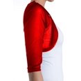 thumbnail image 2 of Fashion Secrets Junior's Sheer Chiffon Bolero Shrug Jacket Cardigan 3/4 Sleeve (Large, Red), 2 of 3