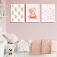 thumbnail image 2 of Pink Teddy Bear Canvas Wall Art Coquette Bow Wall Decor Pictures Cute Animal Nursery Posters Prints for Baby Girls Room Bedroom Home Decorations（Only canvas）, 2 of 6
