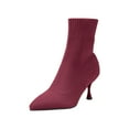 thumbnail image 2 of Quaouag Stretch Pointed Toe Sock Booties Mid-Calf Ankle Boot Stiletto Heel Boots for Women, 2 of 7
