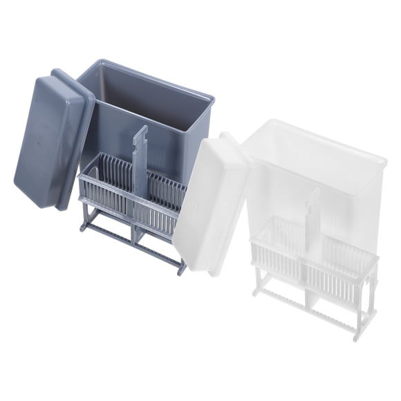 KAKOWELY Conteneur de Rangement Coulissant 2 Pcs Microscope Glissières Pot de Taches et Support 24 Positions Support de Glissière en Verre Étagère de Rangement pour Échantillons de Laboratoire