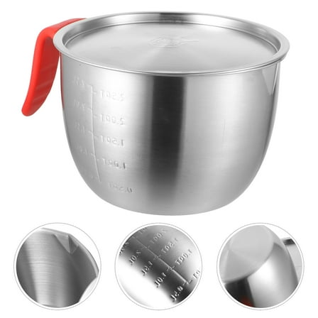 HEMOTON 1 Set of Stainless Steel Bowl Durable Salad Bowl Metal Mixing Bowl with Lid and Handle