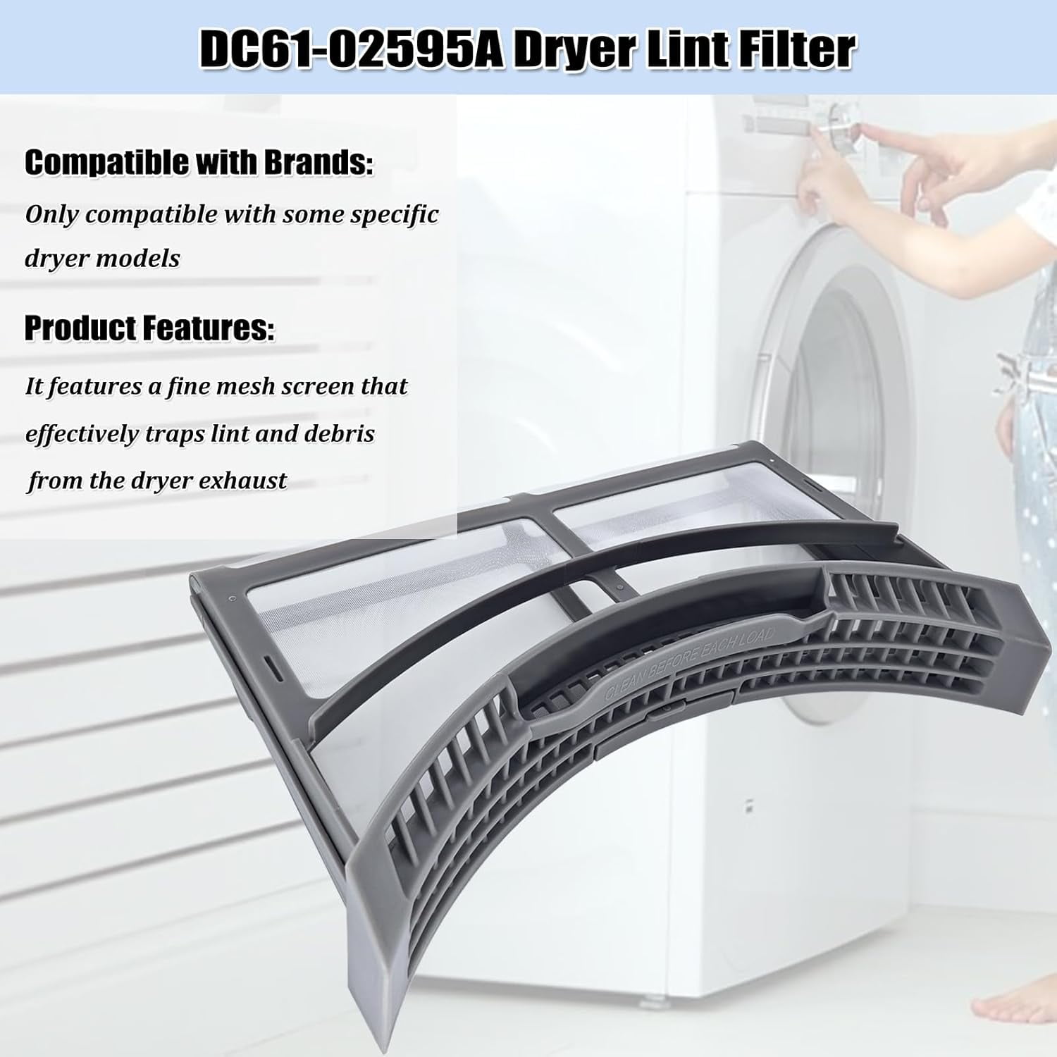 DC61-02595A Dryer Lint Filter Case Screen, Trap Assembly Replacement Parts AP4578777 EAP4206799 PS4206799