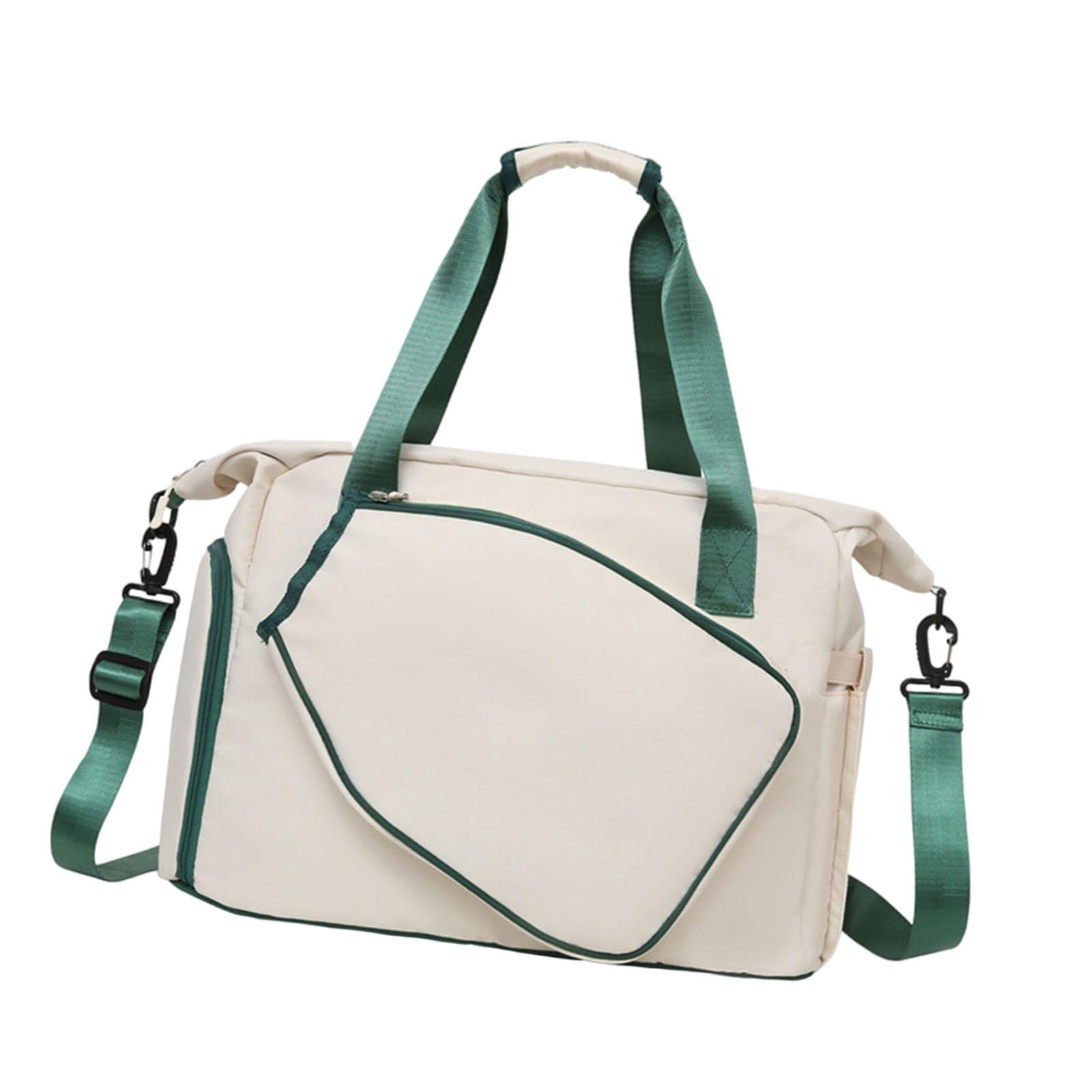 funtasica Tennis Racket Bag with Shoe Compartment Multipurpose Large Capacity Waterproof Tote Badminton Racquet Bag with Paddle Holder Beige