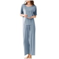 thumbnail image 4 of Asgosdo Pajamas for Women Short Sleeve Shirt with Long Pajama Pant Set Soft PJ Loungewear, 4 of 4