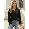 thumbnail image 4 of OALUXE Blouses for Women Long Sleeve Shirts V Neck Smocked Cuffs Tunic Tops, 4 of 7
