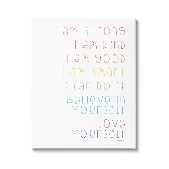 Stupell Industries Love Yourself Confidence Phrases Inspirational Painting Gallery Wrapped Canvas Art Print Wall Art, 16 x 20