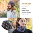 thumbnail image 4 of Maytalsory Beanie Hat Ethnic Style Hijab Floral Print Colorful Turban Adjustable Ear Protection Styling Accessories Bonnet Blue rhombus 1Set, 4 of 6